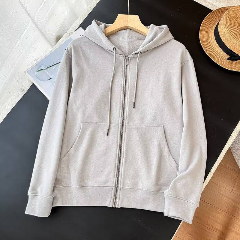 Damen Zip-Hoodie Sportlich Kängurutaschen Grau Eveloria