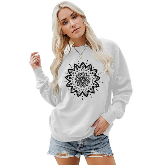 Damen Sweatshirt Mandala-Design Lässig Grau Eveloria - Eveloria