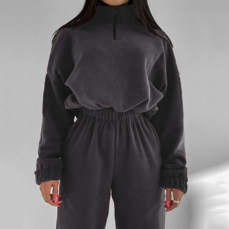 Damen Fleece-Sweatanzug mit Hochkragen