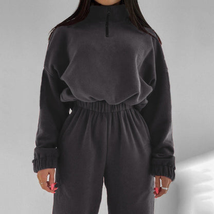 Damen Fleece-Sweatanzug mit Hochkragen