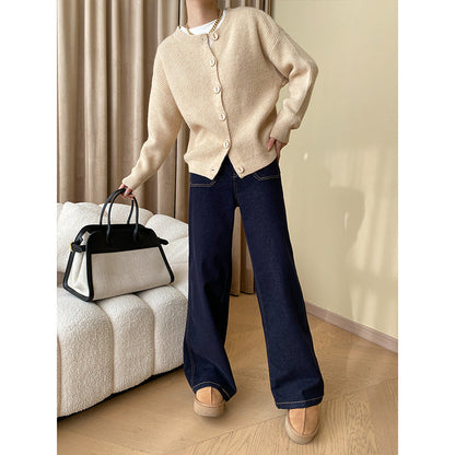 Damen Grobstrickjacke Knöpfe Eveloria
