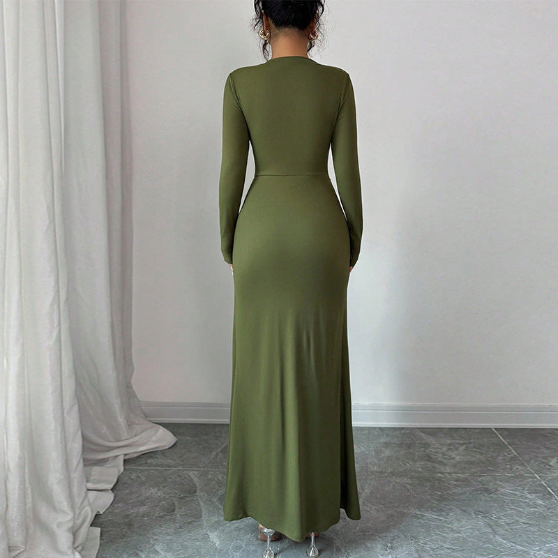 Damen Maxikleid Asymmetrischer Schnitt Taillenbetonung Eveloria