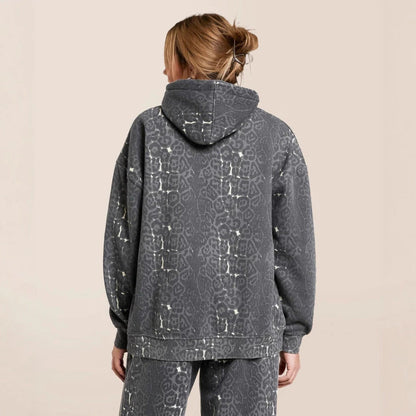 Damen Hoodie Jogginghose Set Baumwolle Bequem Grau