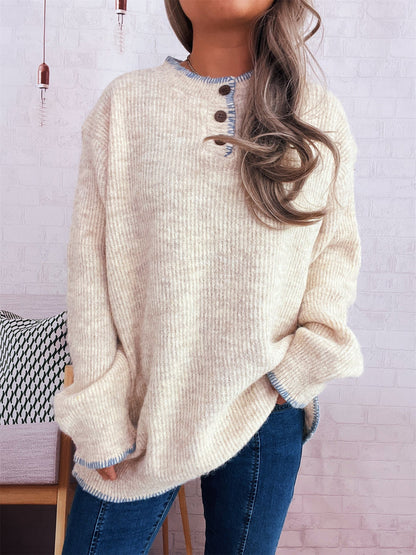 Damen Strickpullover Lässig Klassisch Übergroß Eveloria