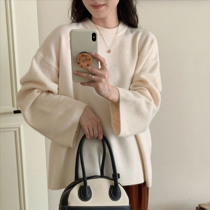 Damen Oversized Strickpullover Weiter Schnitt Feines Material