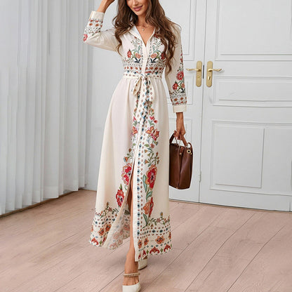 Damen Maxikleid mit Stickdesign Bluse Optik