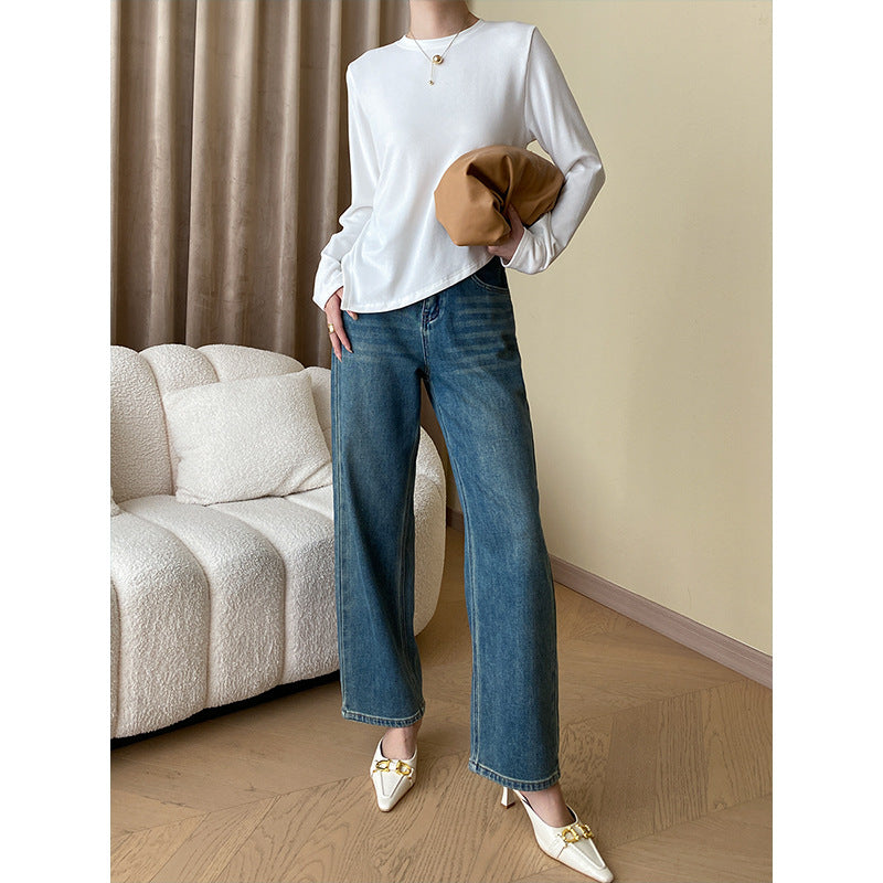 Damen Hochtaillierte Weite Jeans Eveloria