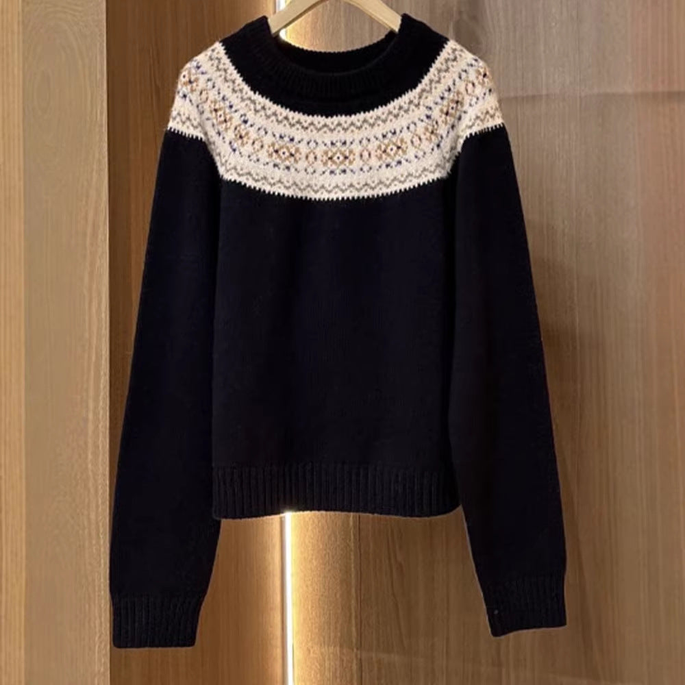 Damen Strickpullover Norweger Muster Eveloria