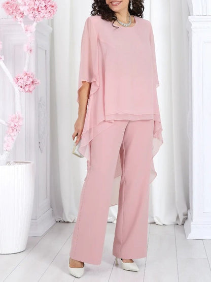 Damen Tunika mit transparenter Überlagerung und elegante Hose