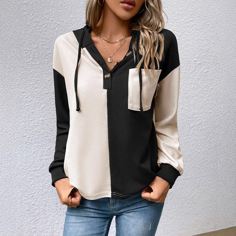 Damen Kapuzenbluse Kontrastfarben Eveloria - Eveloria