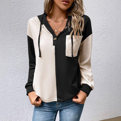 Damen Kapuzenbluse Kontrastfarben Eveloria - Eveloria