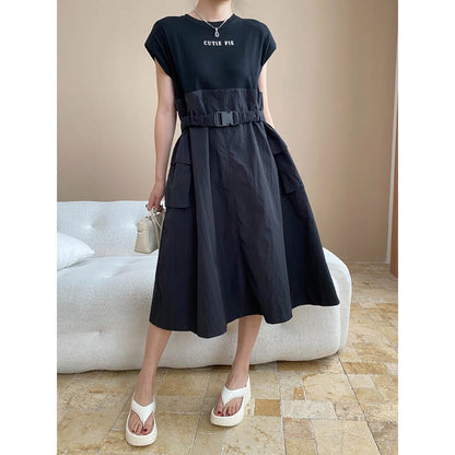 Damen Kleid mit Gürtel und Taschen Eveloria - Eveloria