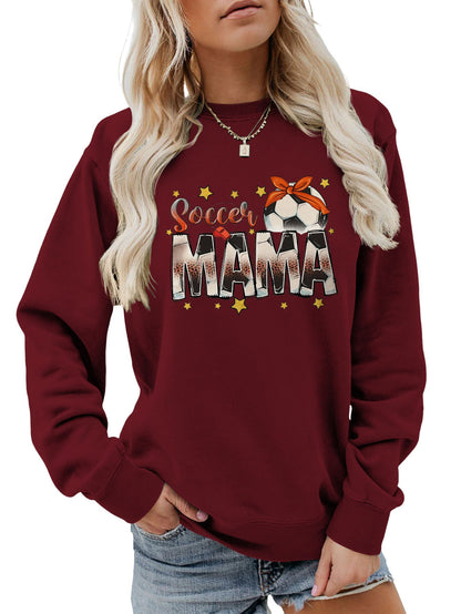 Damen Sweatshirt Soccer Mama Aufdruck Bequem Grau Eveloria