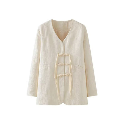 Damen Elegante Jacke Eveloria Mit Knotendetails