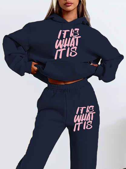 Damen Jogginganzug Statement-Print Lässiger Schnitt
