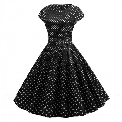 Damen Swingkleid Punkte Elegante Taillierung