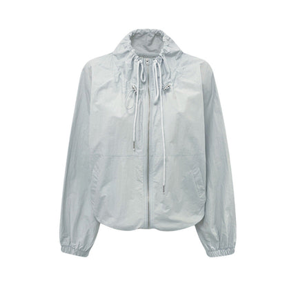 Damen Übergangsjacke Leicht Verstellbarer Kordelzug Beige