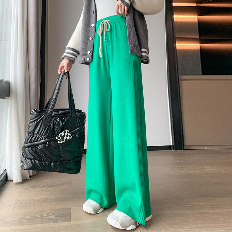 Damen Komfort-Hose Plissiert Elastischer Bund Weites Bein