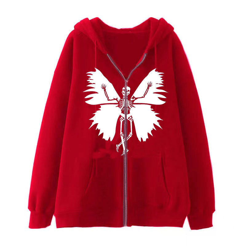 Damen Hoodie Skelett Schmetterling Motiv Eveloria