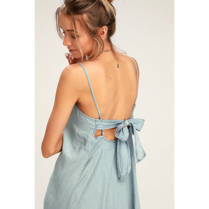 Damen Midi-Kleid Knopfleiste Spagettiträger Eveloria