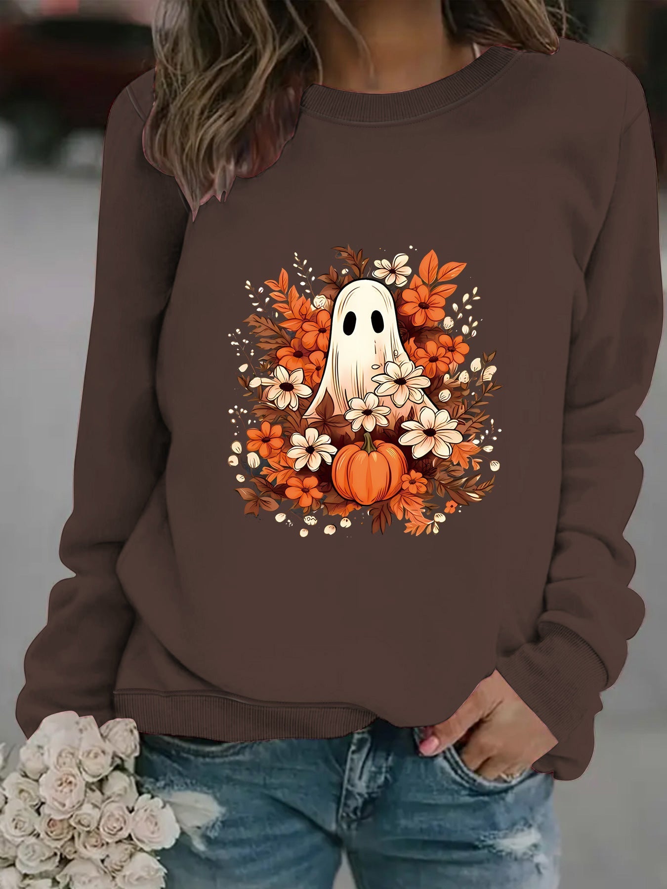 Damen Sweatshirt Herbstmotiv Gruselig Eveloria