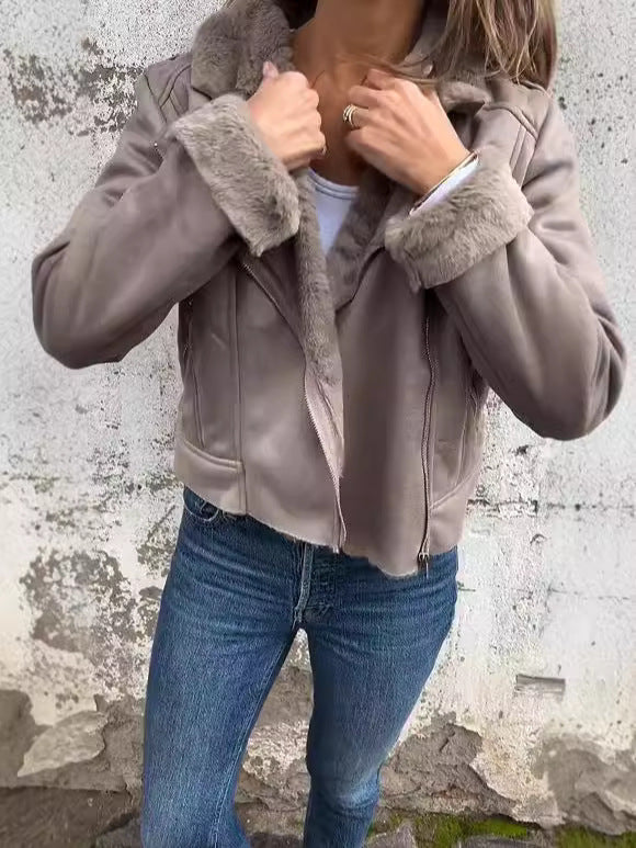 Damen Bikerjacke Fleecegefüttert Revers Eveloria