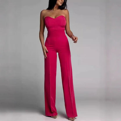 Damen Jumpsuit Herzförmiger Ausschnitt Weites Bein Eveloria