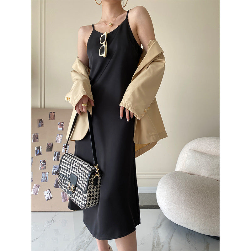 Damen Maxikleid dünn Spaghettiträger Fließend Eveloria