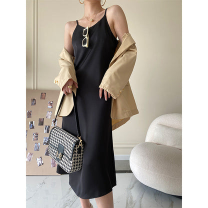 Damen Maxikleid dünn Spaghettiträger Fließend Eveloria
