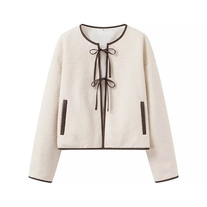 Damen Fleecejacke Kuschelig Mit Schleifenakzent