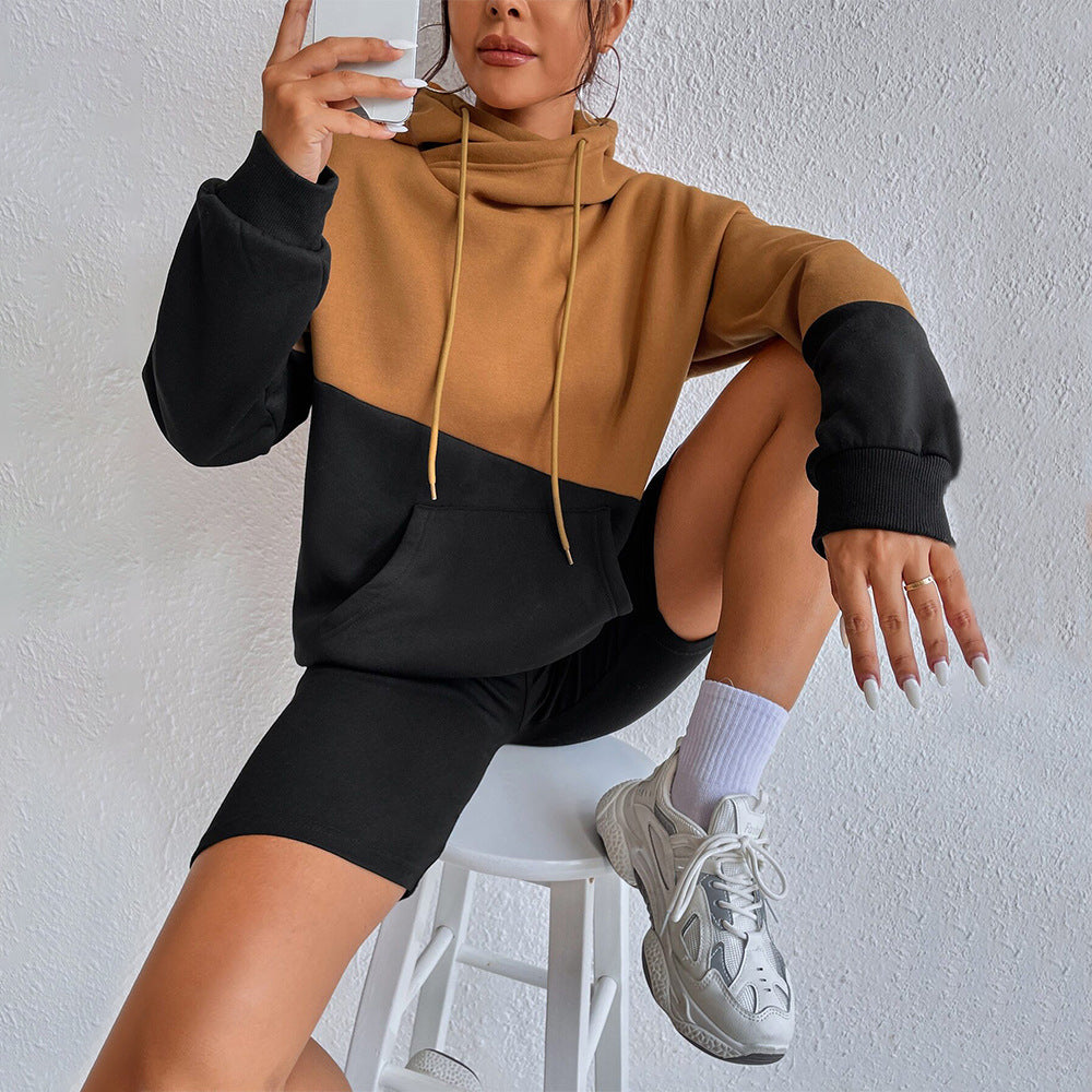 Damen Oversized Kapuzenpullover Farbblock-Design Eveloria