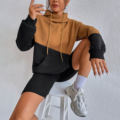 Damen Oversized Kapuzenpullover Farbblock-Design Eveloria