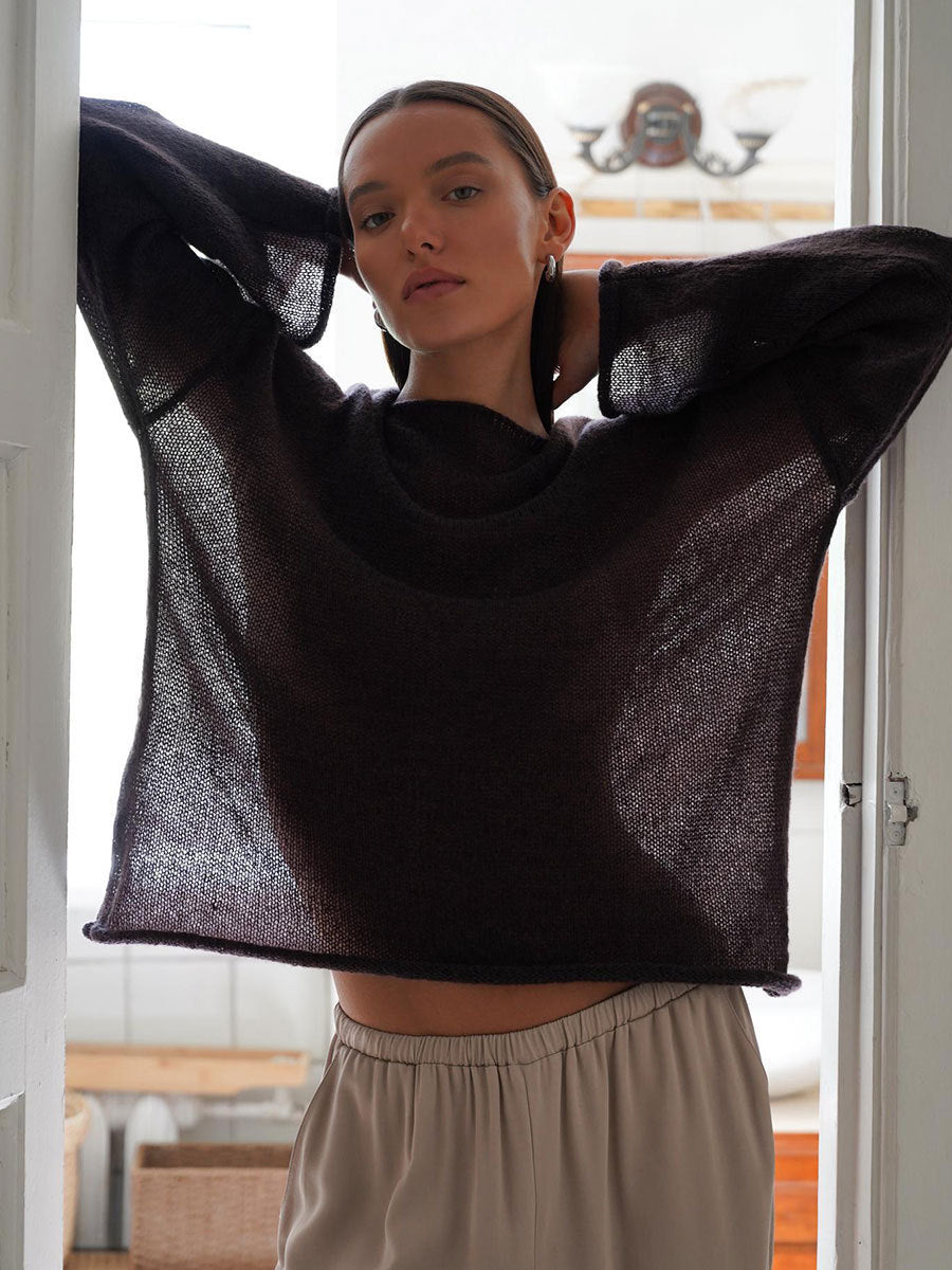 Damen Strickpullover Weites Design Luftiger Look Eveloria