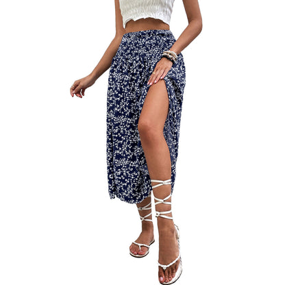 Damen Maxikleid Elastischer Bund Florales Design Eveloria
