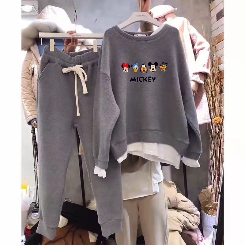 Damen Sweatset Mickey Motiv Lässiger Schnitt Eveloria