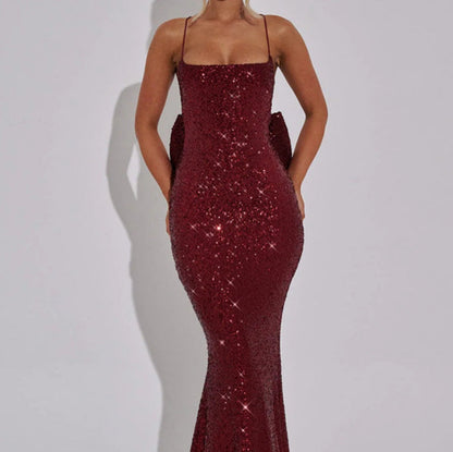 Damen Abendkleid mit Pailletten und Trägern