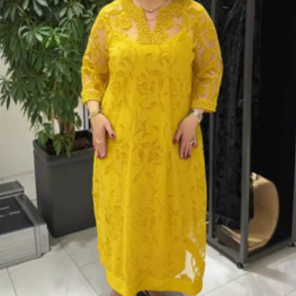 Damen Maxikleid Transparent Spitzenverzierungen Eveloria