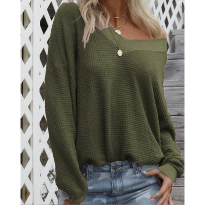 Damen Off-Shoulder Strickpullover Voluminöse Ärmel