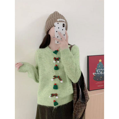Damen Strickjacke Festliche Applikationen Knöpfe Eveloria