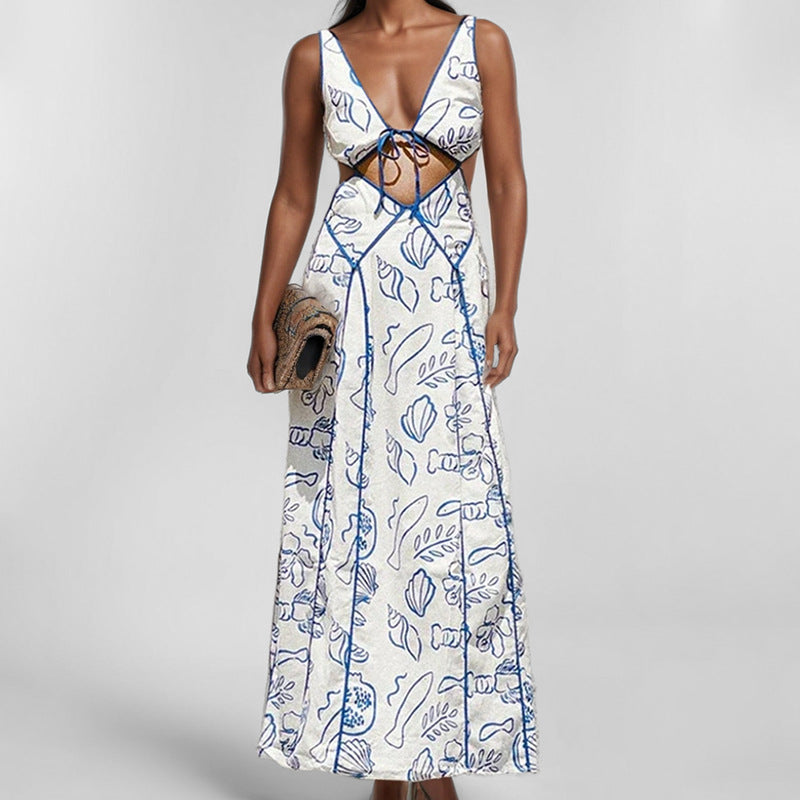 Damen Maxikleid Cut-Out-Design Verstellbare Träger Eveloria