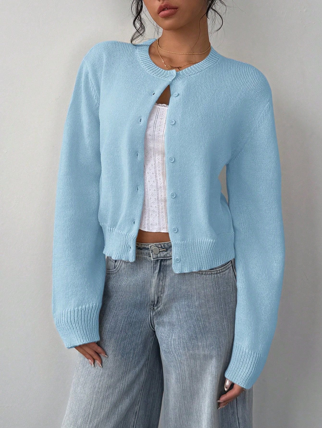 Damen Strickjacke aus softer Baumwolle mit Knöpfen Beige