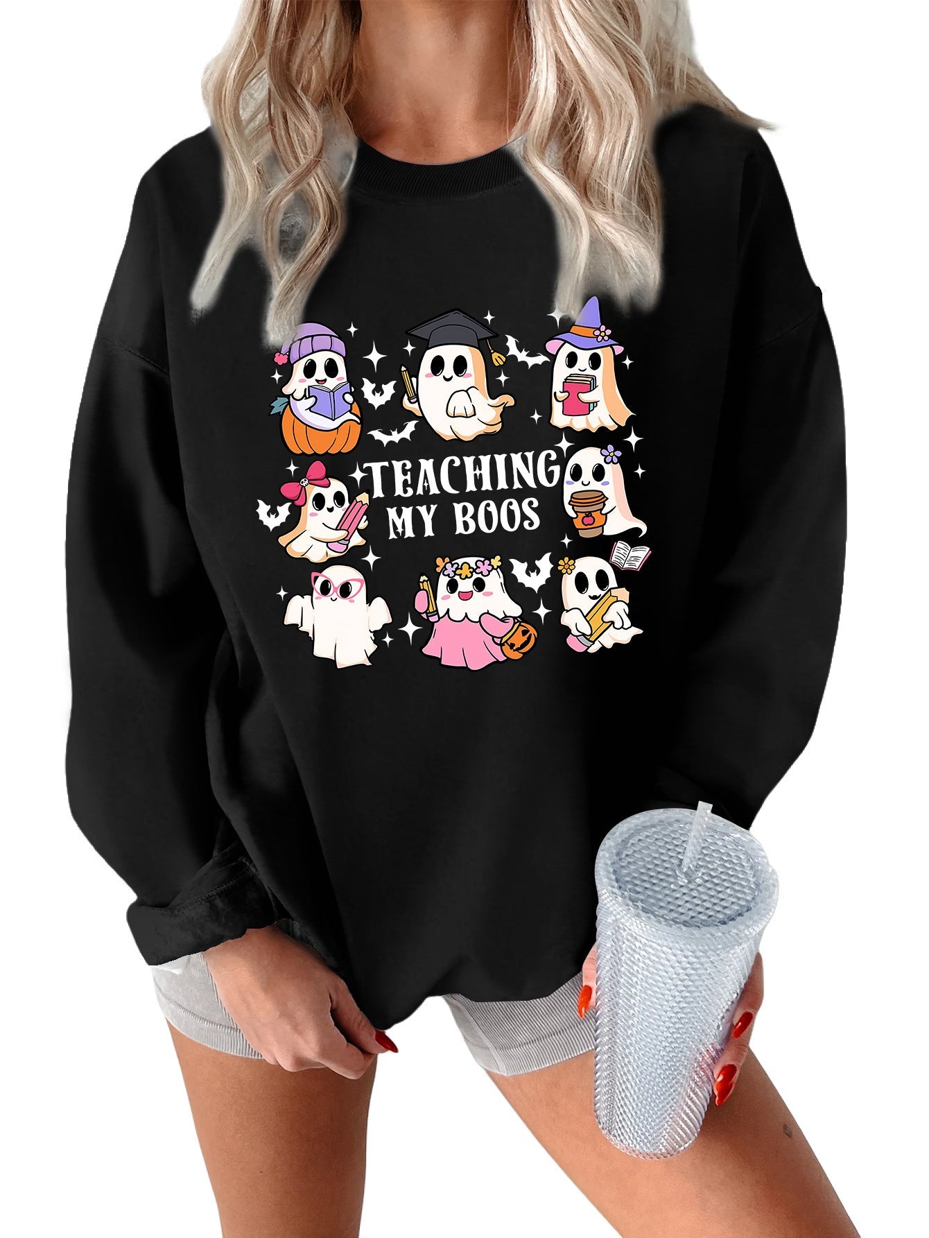 Damen Sweatshirt Halloween-Motiv Lässiger Schnitt Eveloria