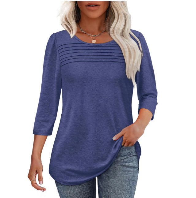 Damen Langarmshirt Plissee-Details Eveloria