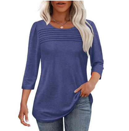 Damen Langarmshirt Plissee-Details Eveloria