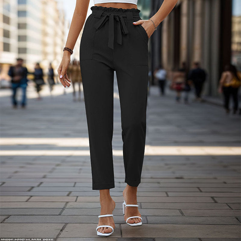 Damen Bundfaltenhose mit Bindegürtel Eveloria