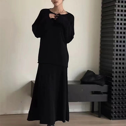 Damen Off-Shoulder Strickkleid Lässig Weite Passform Eveloria