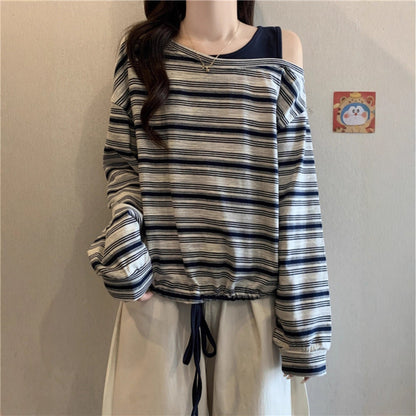 Damen Off-Shoulder Langarmshirt Casual Oberteil Eveloria - Eveloria
