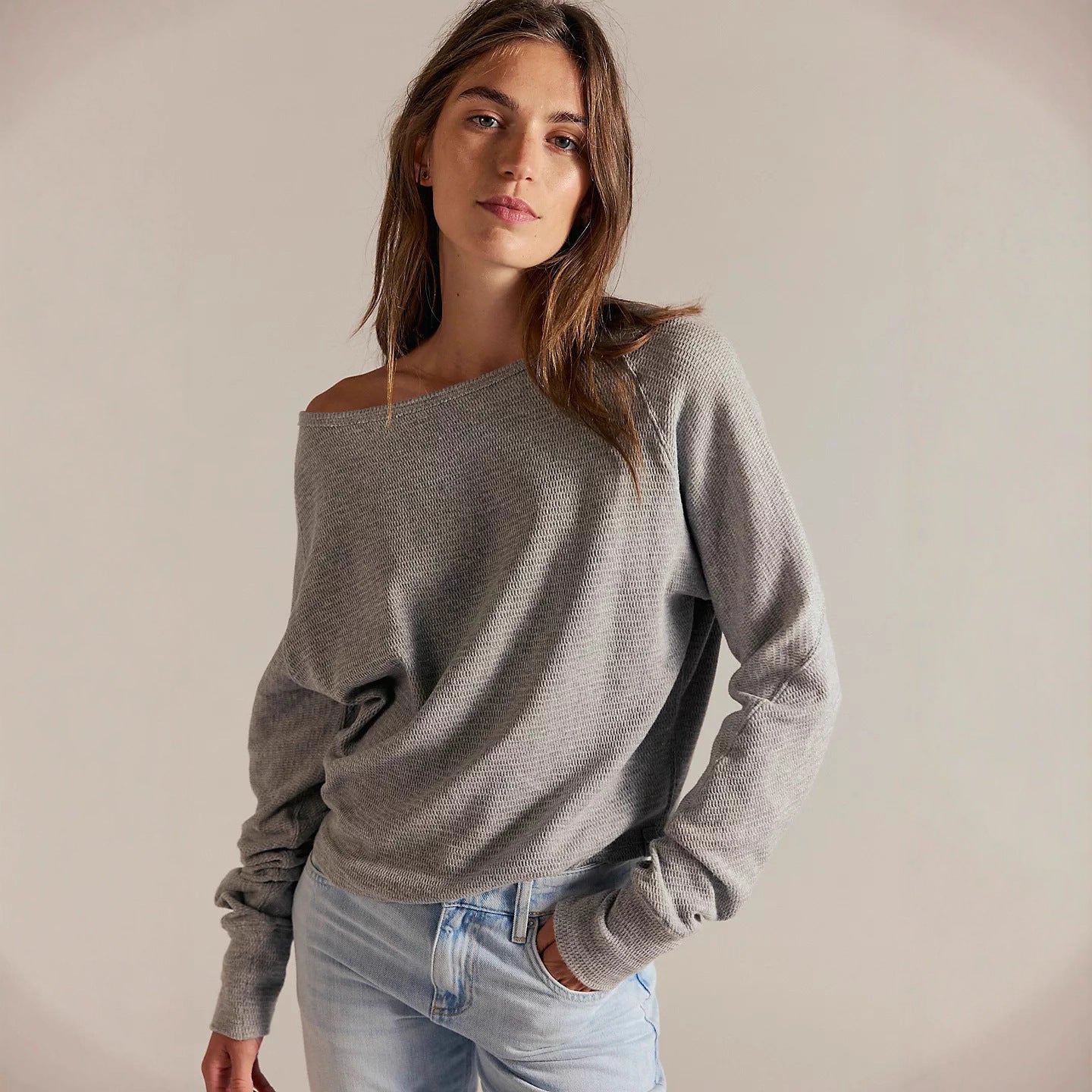 Damen Off-Shoulder Sweatshirt Eveloria Lässig