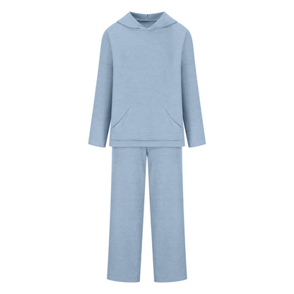 Damen Langarm Hoodie Palazzo Hosen Set Bequem Eveloria