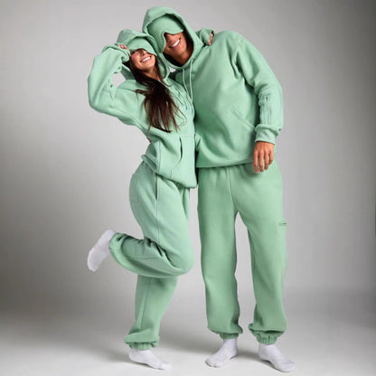 Damen Kuschelhoodie mit Schlafmaske dunkelgrau